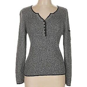 Reference Point Brown Long Sleeve 3/4 Button Down Lightweight Sweater sz M EUC